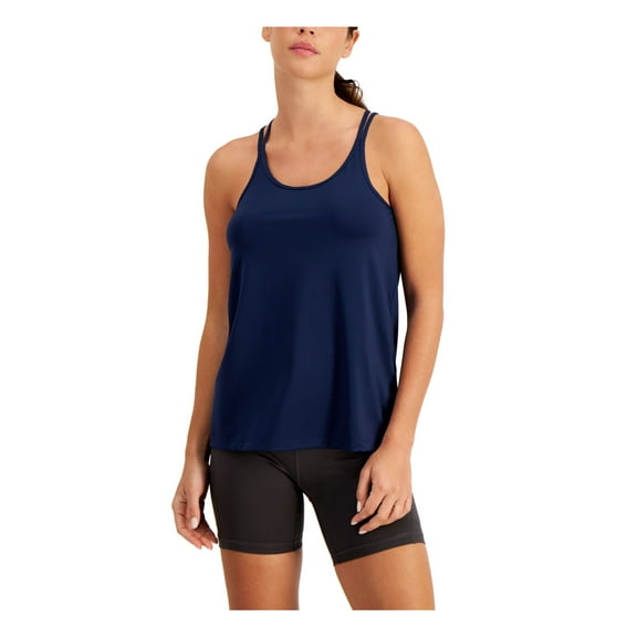 IDEOLOGY Womens Navy Stretch Moisture Wicking Strappy Back Ventilation Sleeveless Scoop Neck Tank Top XL