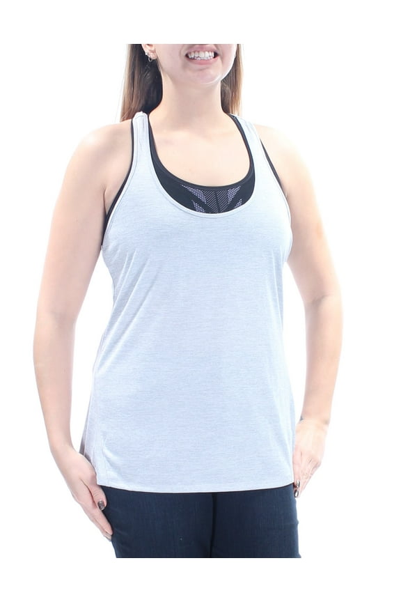 Womens New 1028 Gray Sleeveless Scoop Neck Active Wear Top L B+B