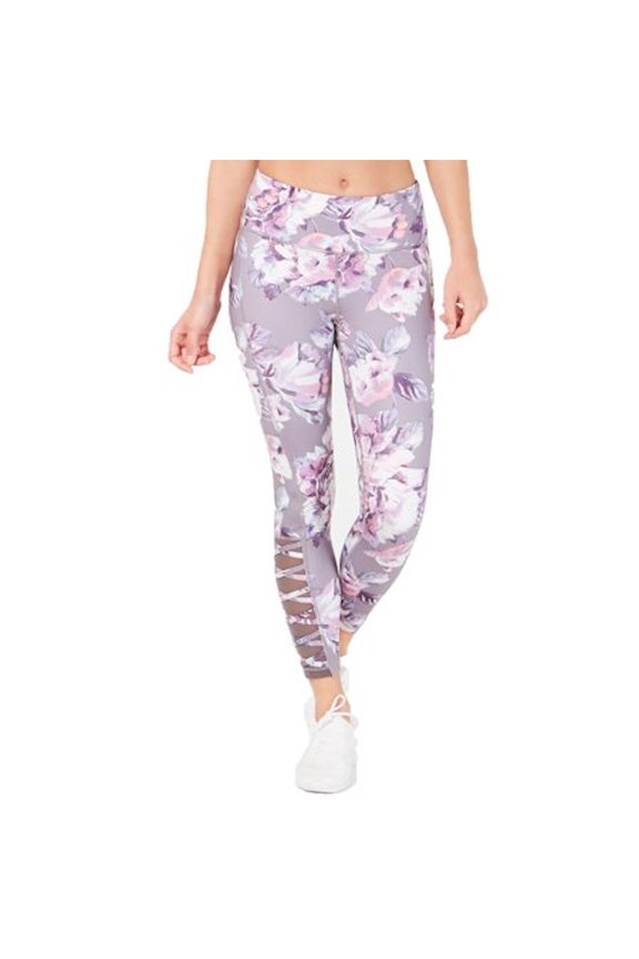 Womens New Gray Floral Casual Leggings XS B+B