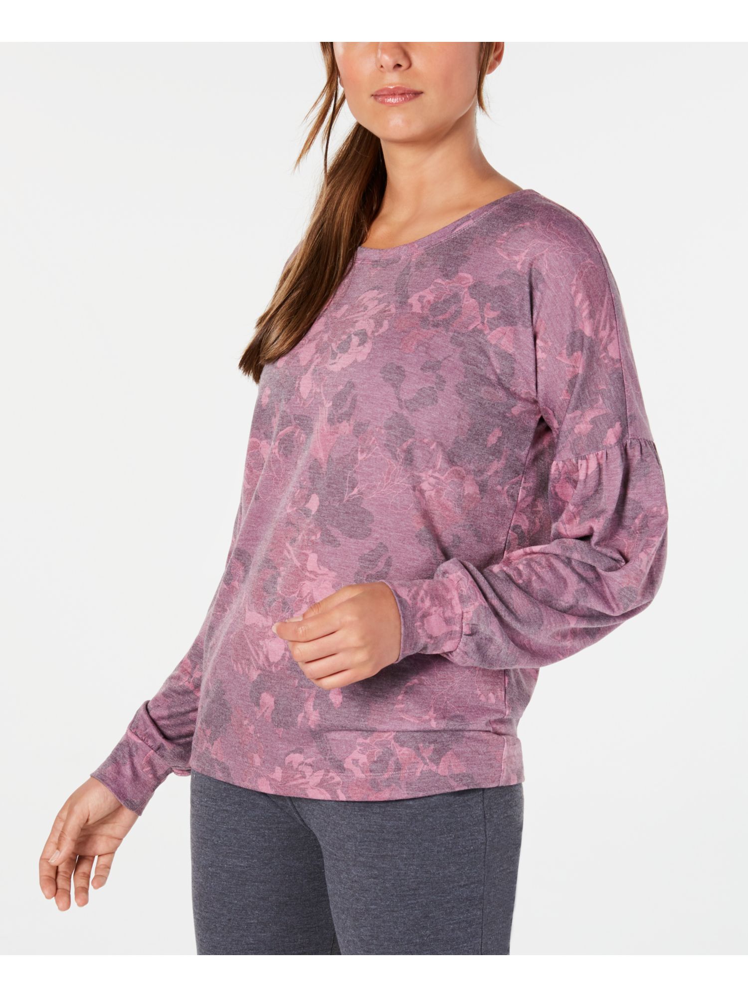 IDEOLOGY Womens Pink Floral Long Sleeve Jewel Neck Top XS - image 1 of 4