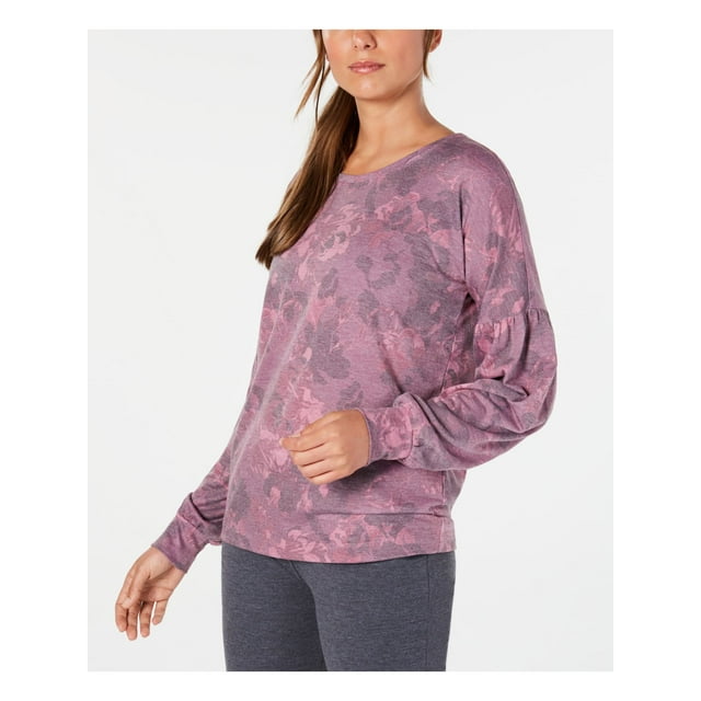 IDEOLOGY Womens Pink Floral Long Sleeve Jewel Neck Top XS