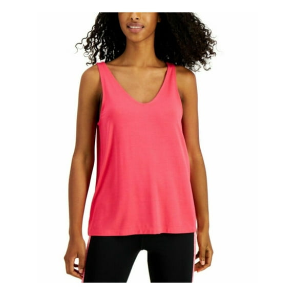 IDEOLOGY Womens Pink Stretch Sleeveless V Neck Active Wear Tank Top XS