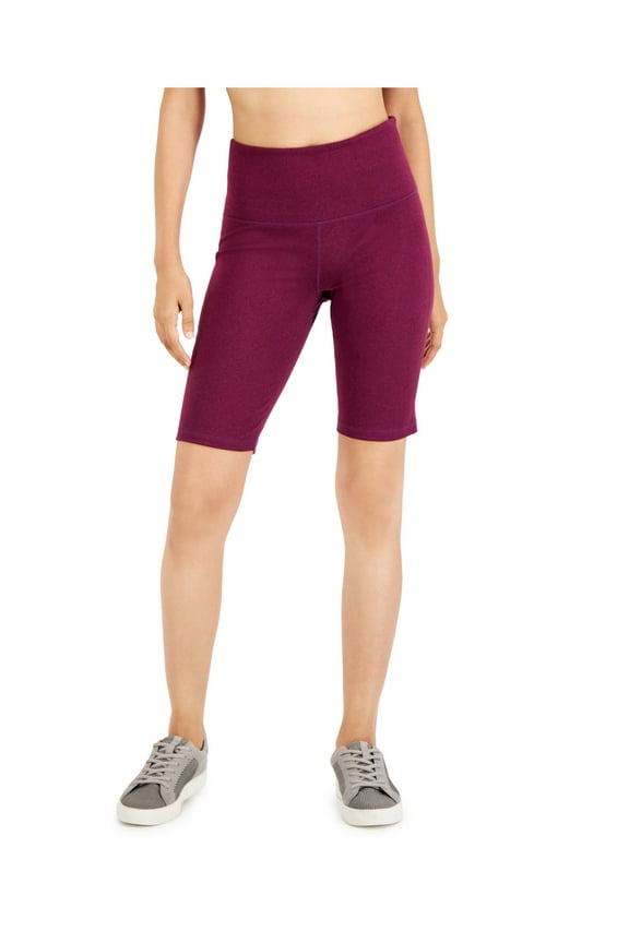 Womens Purple Moisture Wicking Fitted UPF 50+ Biker Heather Active Wear Shorts Plus 2X