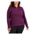 thumbnail image 1 of IDEOLOGY Womens Purple Stretch Ribbed Vented Hem Thumbholes Long Sleeve Zip Neck Sweatshirt Plus 3X, 1 of 1