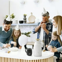 IDEUS Thermal Coffee Carafe 68oz (2,000ml), Stainless Steel Double Wall Insulated Vacuum Flask, Water Jug Coffee Server and Beverage Dispenser, Heat and Cold Retention (White-Gold, 68oz (2,000ml))