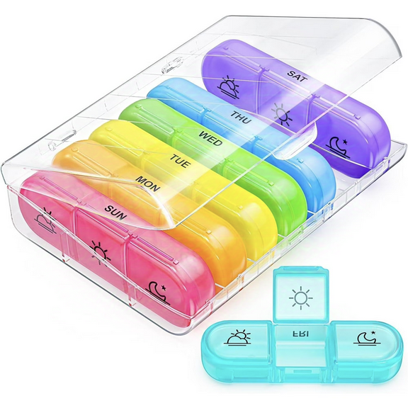 IDFINE Weekly Pill Organizer 3 Times a Day, Large 7 Day Pill Box 3 Times a Day with Separate Container, Portable Pill Case for Medication, Vitamins, Fish Oil and Supplements