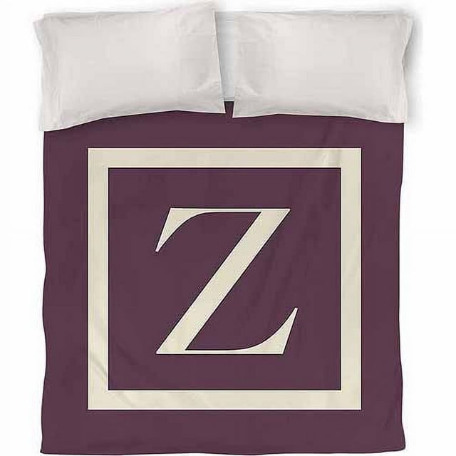 IDG Classic Block Monogram Duvet Cover, Eggplant