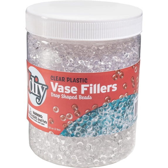 IDIY 32 oz Vase Fillers (2 Pound Clear Flat Plastic Bead Drops) -Quarter Inch 1/4" -Perfect Event Decorations, Table Scatters, Slime ad Ins, Baby Shower, DIY Craft Art Project