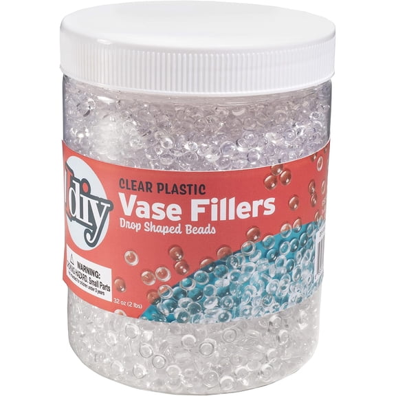 IDIY 32 oz Vase Fillers (2 Pound Clear Flat Plastic Bead Drops) -Quarter Inch 1/4" -Perfect Event Decorations, Table Scatters, Slime ad Ins, Baby Shower, DIY Craft Art Project