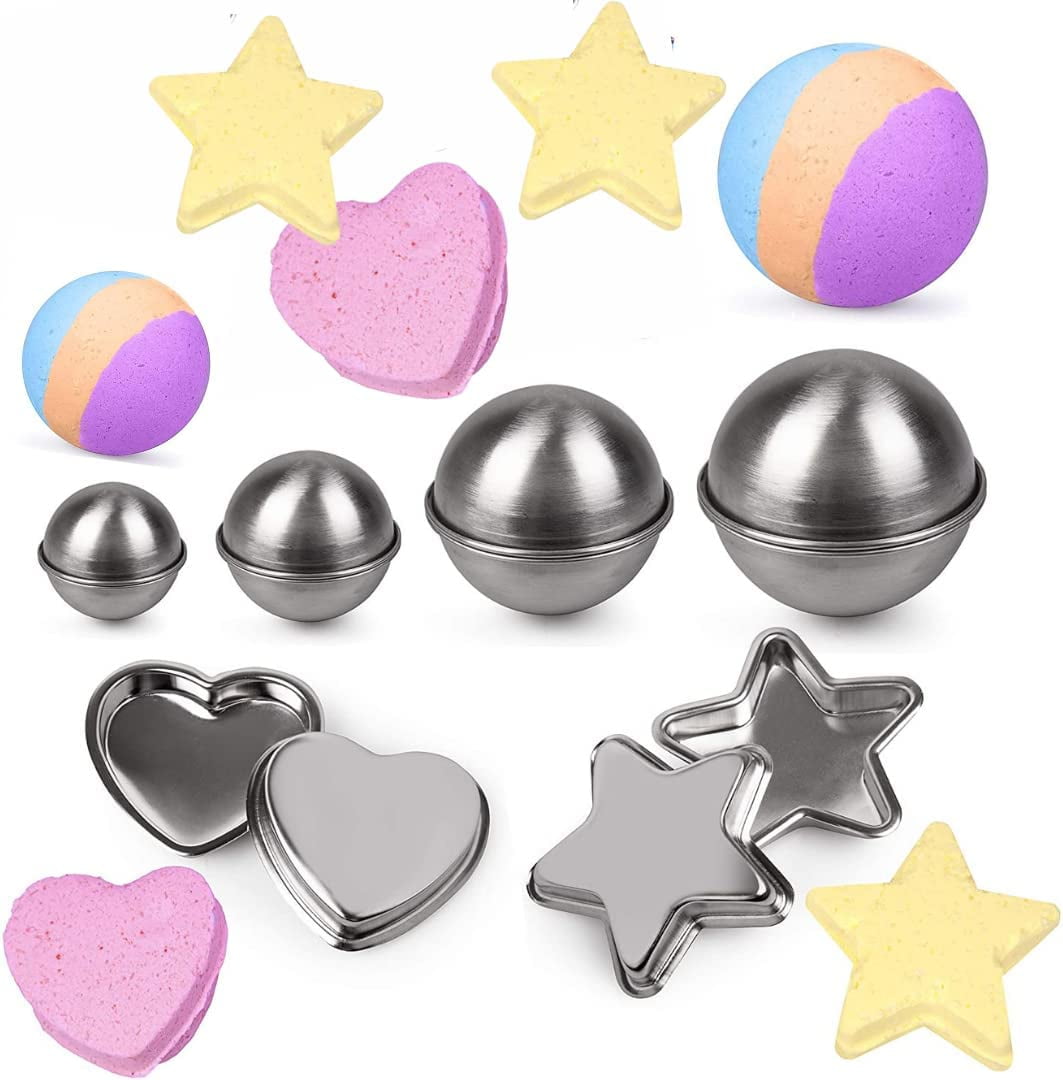 Bath Bomb Molds, 15 Different Shapes 4cm - 12cm, Egg, Ball, Heart, Sphere  Moulds