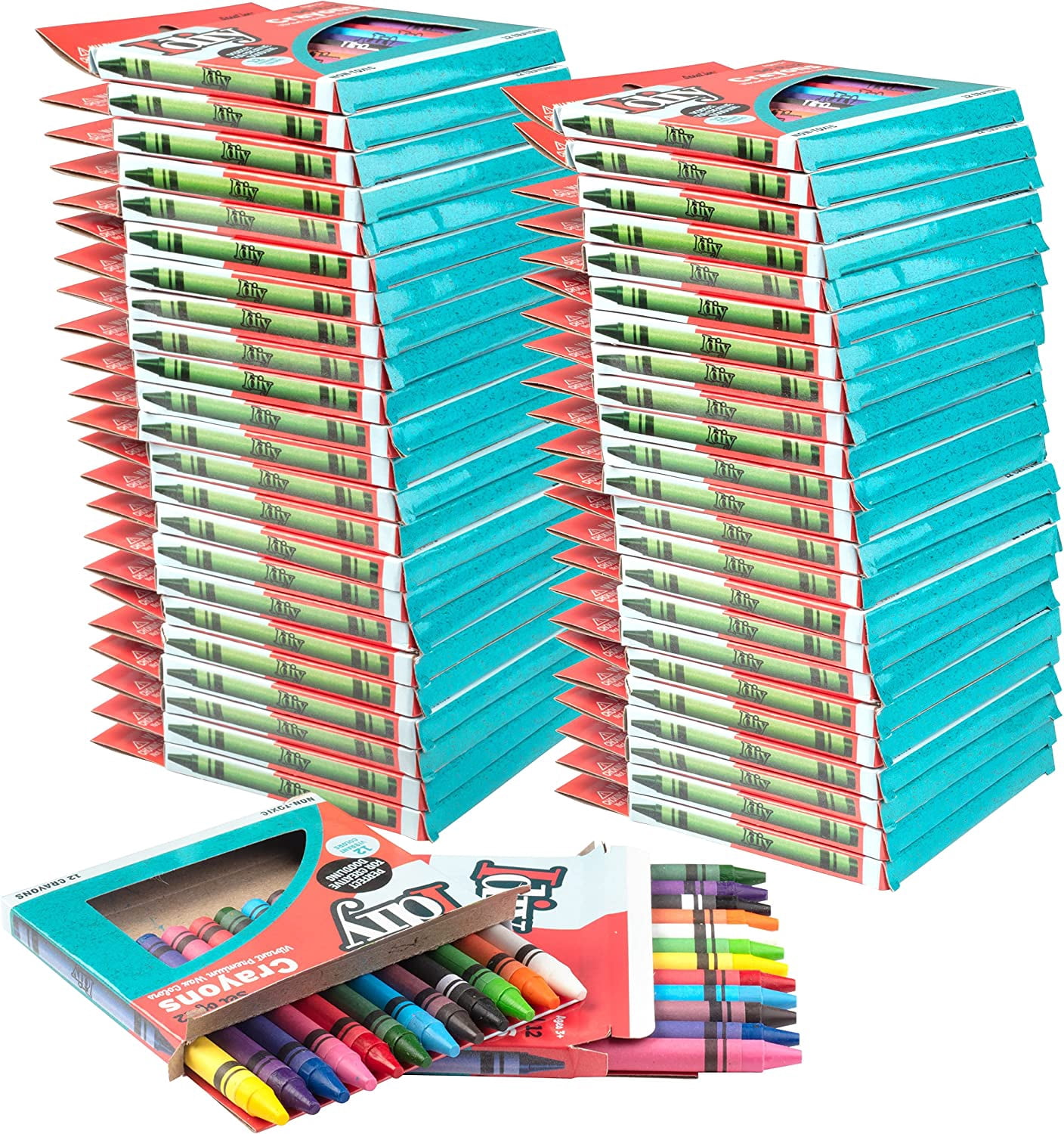 IDIY Individually Packaged Wrapped Boxes Wax Crayons (48 Packs, 12 colors, 576 pc)-ASTM Safety Tested, For Kids,Teachers, Art Classrooms, Restaurant, Back To School Supplies, Craft Projects