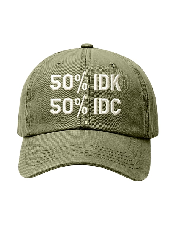 IDK IDC & Idgaf Hat Embroidered Baseball Cap Funny Adjustable Distressed Cotton Baseball Hat for Men Women