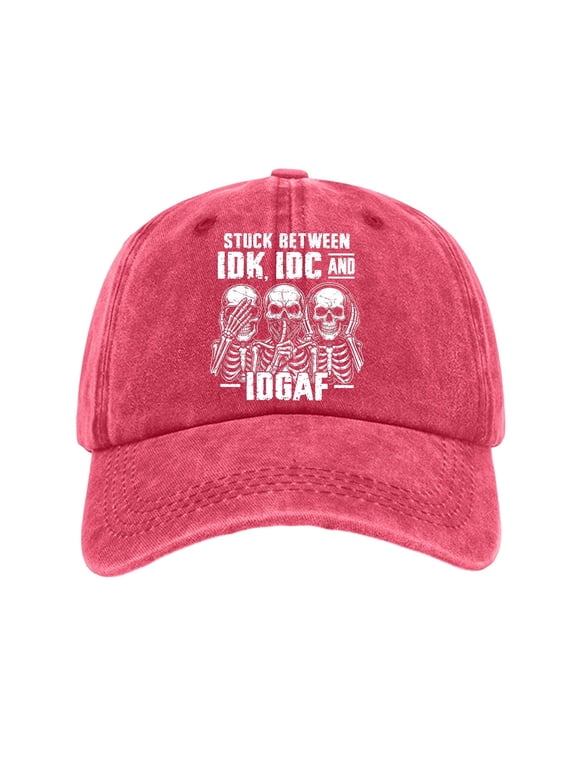 IDK IDC & Idgaf Hat Humorous Baseball Cap, Funny Attitude Adjustable Distressed Baseball Dad Hat for Men Women