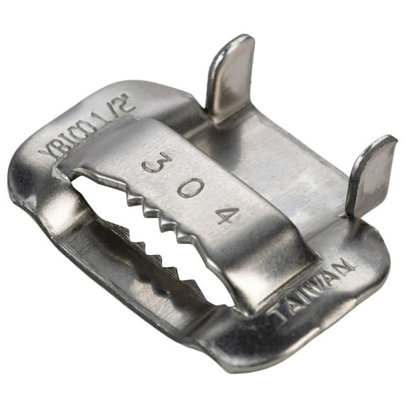 IDL Packaging 1/2" Open 304 Stainless Steel Ear-Lokt Buckle - Pack of 100