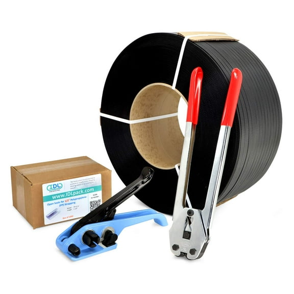 IDL Packaging 1/2" Polypropylene (PP) Strapping Kit - All You Need to Strap a Pallet