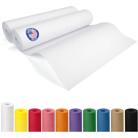 IDL Packaging 12" x 1200" (100 ft) White Kraft Paper Roll, Pack of 2 - USA-Made Quality Craft Paper for Gift Wrapping, Kids' Arts & Crafts, School Projects