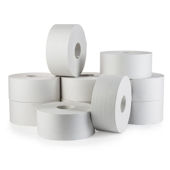 IDL Packaging 2.83" x 450' Water-Activated (Gummed) Tape, 30 lbs. Break Strength, White Color (Pack of 10 Rolls)