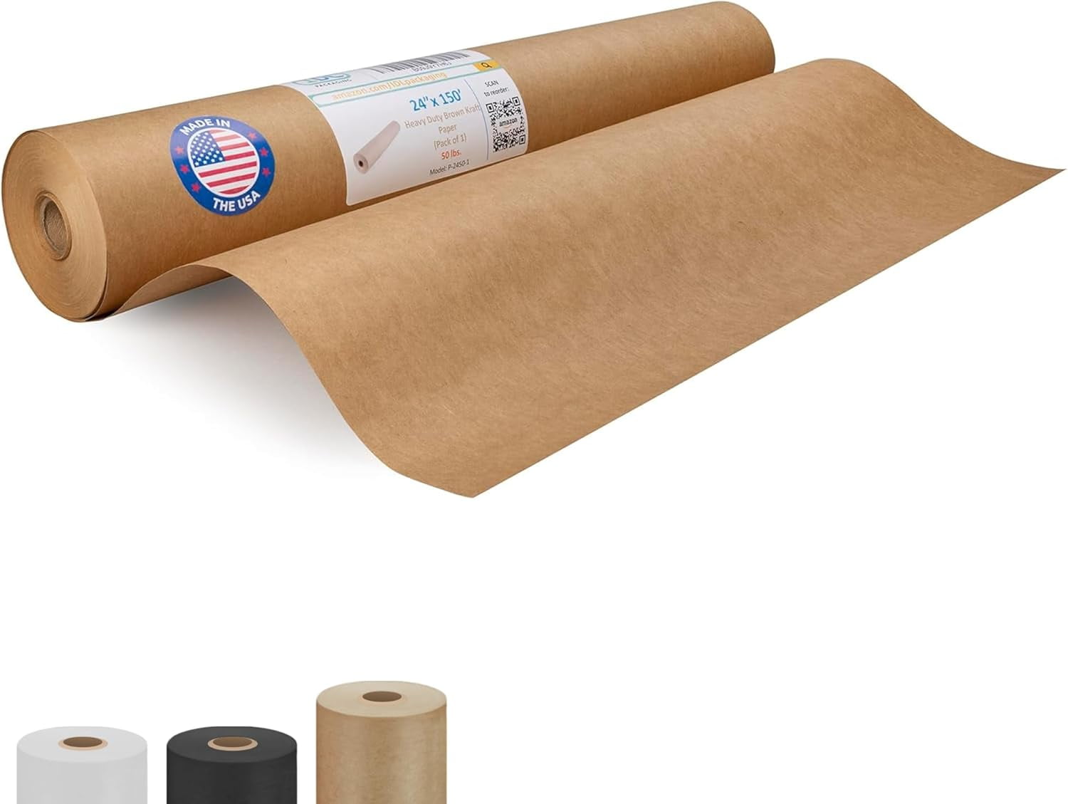 IDL Heavy Duty Kraft Paper Roll - 18" X 720' (50 Lb), Brown Wrapping Paper For Packing, Gifts, & Crafts
