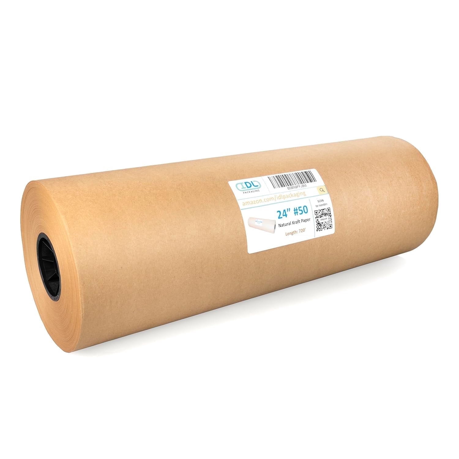 24" x 8640" (720 feet) - Brown Kraft Paper Roll 50lb Thickness - Heavy Duty Natural Wrapping Paper for Packing & Void Filling by IDL Packaging