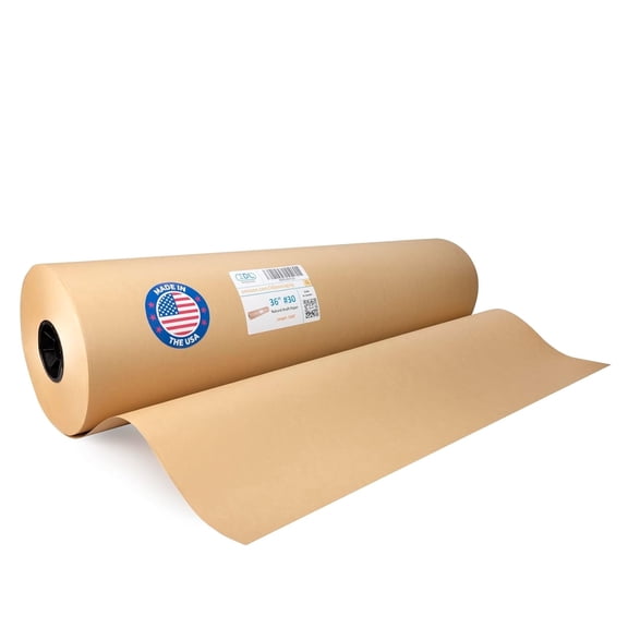 IDL Packaging 36" x 14400" (1200 feet) - Large Brown Kraft Paper Roll - 30lb Thickness - Natural Kraft Wrapping Paper for Packing, Void Filling