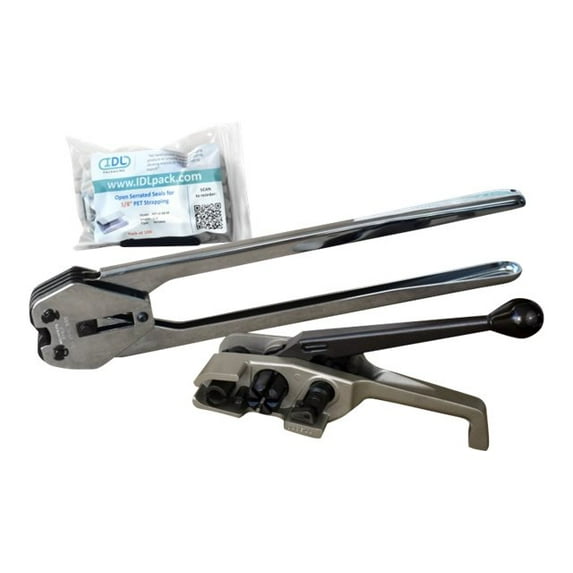 IDL Packaging 5/8" x 1000' PRO Polyester (PET) Strapping Kit, 1400 lbs. Break Strength - Include Consumables for up to 500 Strapping Cycles