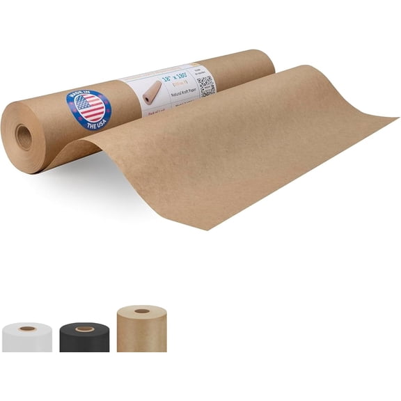IDL Packaging Brown Kraft Paper Roll 18" x 2160" (180 feet), 30lb Thickness - Paper for Packing, Moving, Shipping & Crafts/Arts