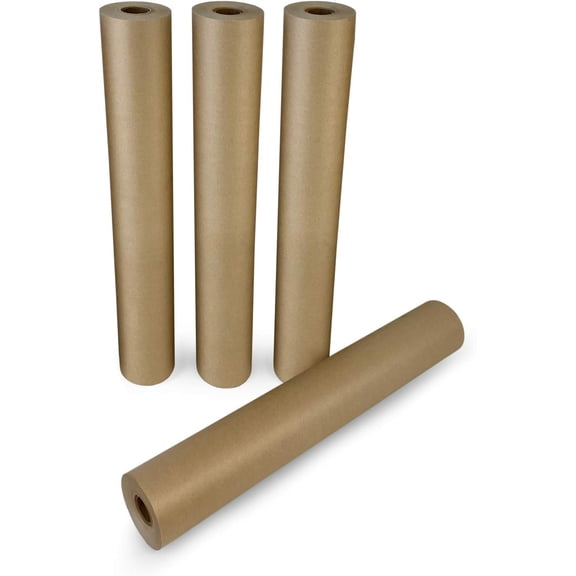 IDL Packaging Brown Kraft Paper Roll 18" x 180' - Perfect Paper for Packing - Kraft Wrapping Paper for Moving - Floor Masking Paper - 100% Recycled Paper (Pack of 4)