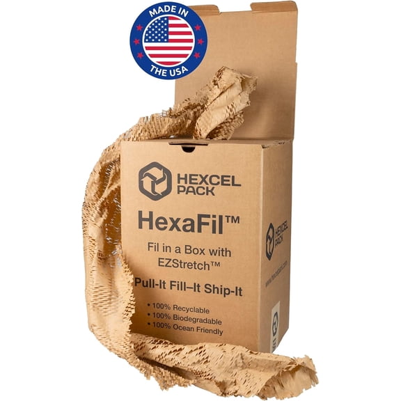 IDL Packaging HexaFil Cushioning Kraft Paper 15" x 1700' in Self-Dispensed Box