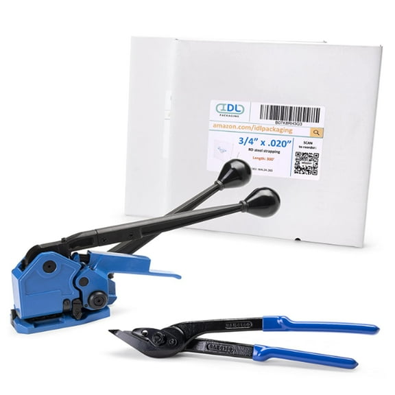 IDL Packaging PRO 3/4" x 600' Steel Strapping Kit, 1700 lbs Break Strength