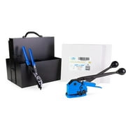 مجموعة أحزمة فولاذية IDL Packaging PRO مقاس 5/8 x 400، قوة كسر 1400 رطل مع أداة مركبة IDL-17-58 مبتكرة وصندوق/موزع محمول