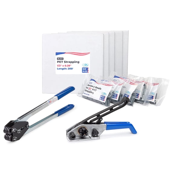 IDL Packaging USA Made 1/2" x 1000' Polyester (PET) Strapping Kit, 760 lbs Break Strength