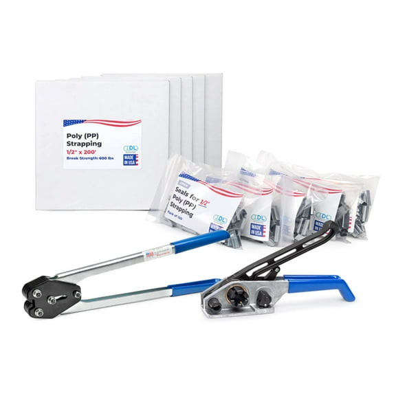 IDL Packaging USA Made 1/2" x 1000' Polypropylene (PP) Strapping Kit, 600 lbs Break Strength