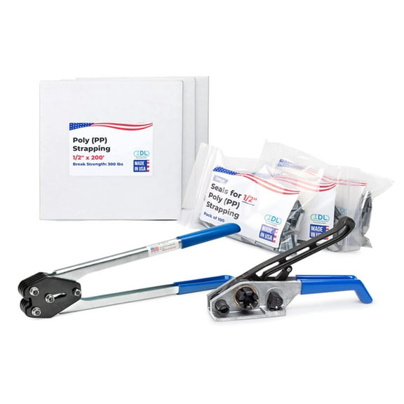 IDL Packaging USA Made 1/2" x 600' Polypropylene (PP) Strapping Kit, 300 lbs Break Strength