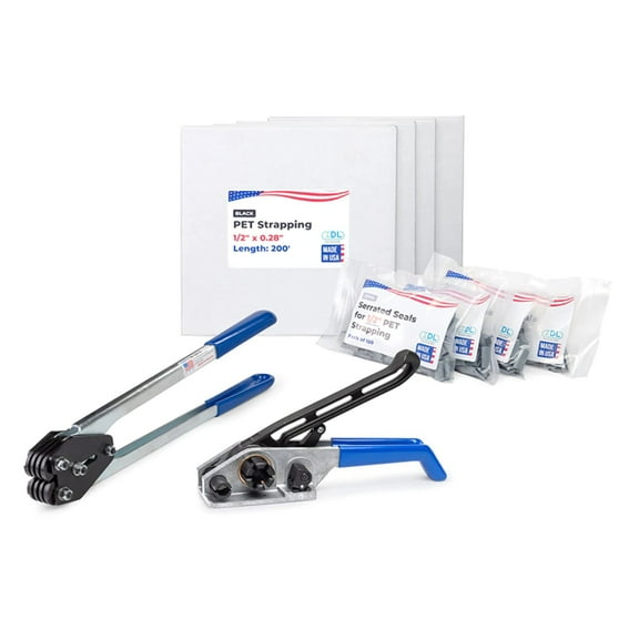 IDL Packaging USA Made 1/2" x 800' Polyester (PET) Strapping Kit, 760 lbs Break Strength