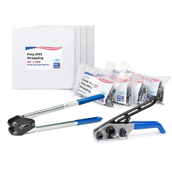 IDL Packaging USA Made 1/2" x 800' Polypropylene (PP) Strapping Kit, 600 lbs Break Strength