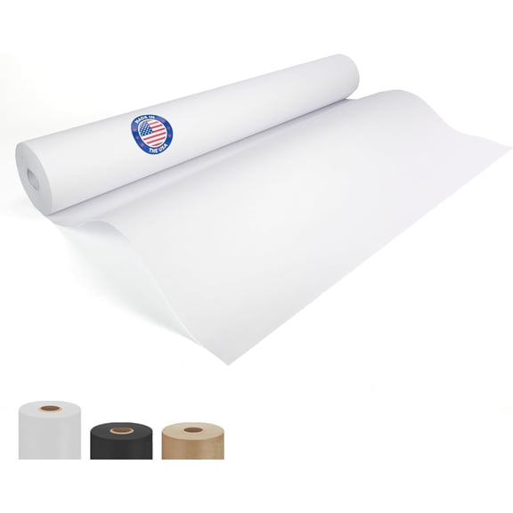 IDL Packaging White Kraft Paper Roll 24" x 2160" (180 feet) with Cutter - Quality White Paper Roll 50lb Thickness for Packing, Moving, Shipping & Crafts/Arts