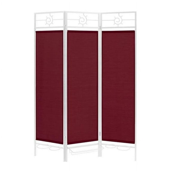 IDM Worldwide 3060023 White Framed SunBurst Outdoor Privacy Screen, Burgundy