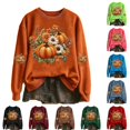 thumbnail image 1 of IDOCLOTHES Halloween Sweatshirt Women Floral Pumpkin Printed Long Sleeve Sweaters for Women Clothes Womens Fall Fashion Clothing Dressy Casual Women's Tops Light Blue, S, 1 of 4