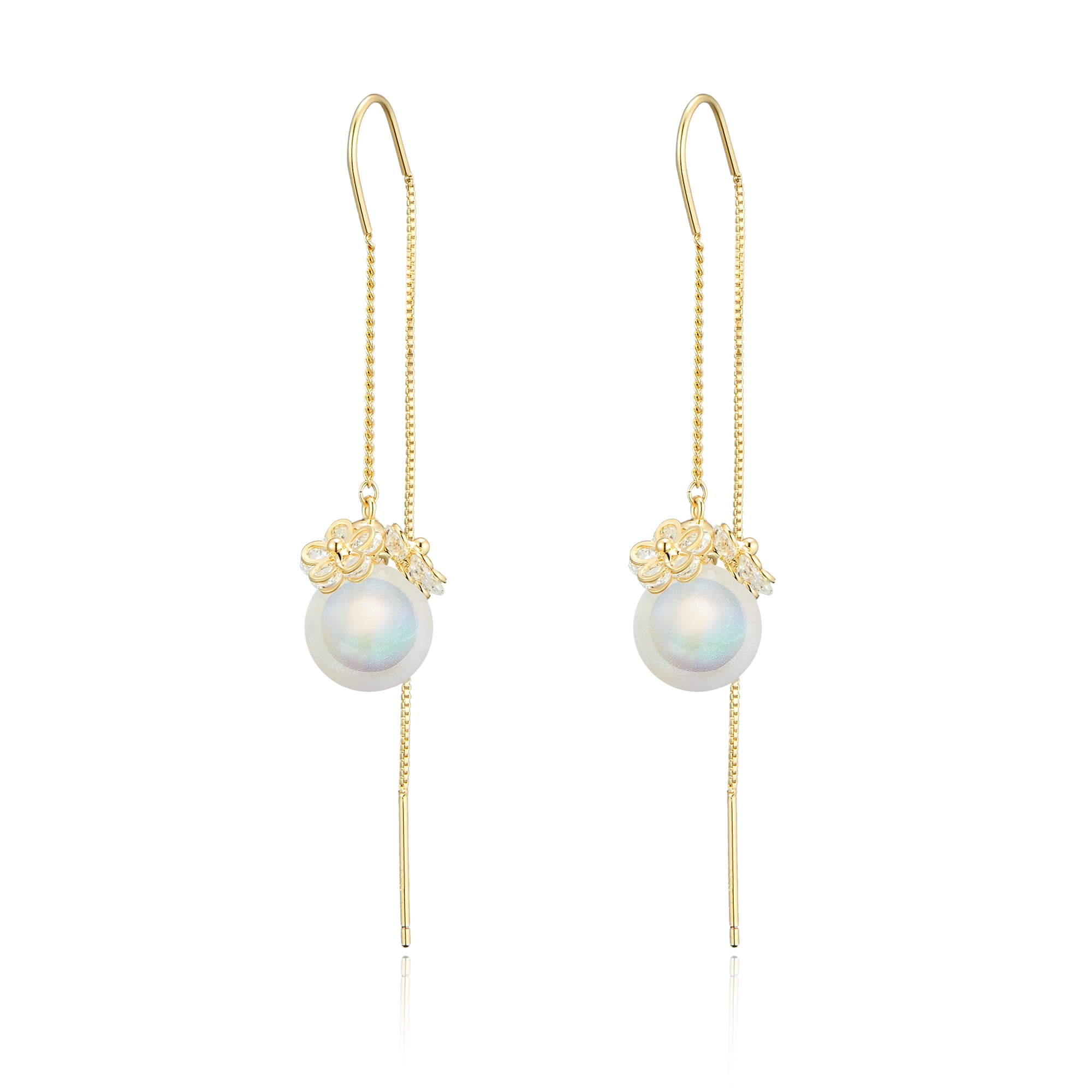 IDOKAWA Pearl Earrings For Women 925 Sterling Silver Hypoallergenic Drop Dangle Earrings Classic Jewelry Gifts For Anniversaries Wedding Graduation Party