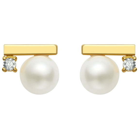 IDOKAWA Pearl Earrings For Women Premium Cubic Zirconia Earrings Studs 925 Sterling Silver Hypoallergenic Earrings Delicate Jewelry Wedding Birthday Christmas Valentine's Day Mother's Day