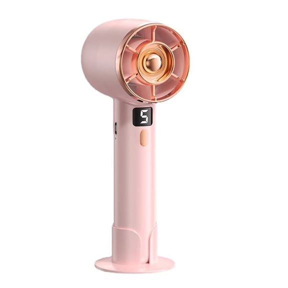 IDOLCO 3000 mAh Portable Handheld Fan, 5 Wind Speeds USB Personal Fan with Base [Pink]