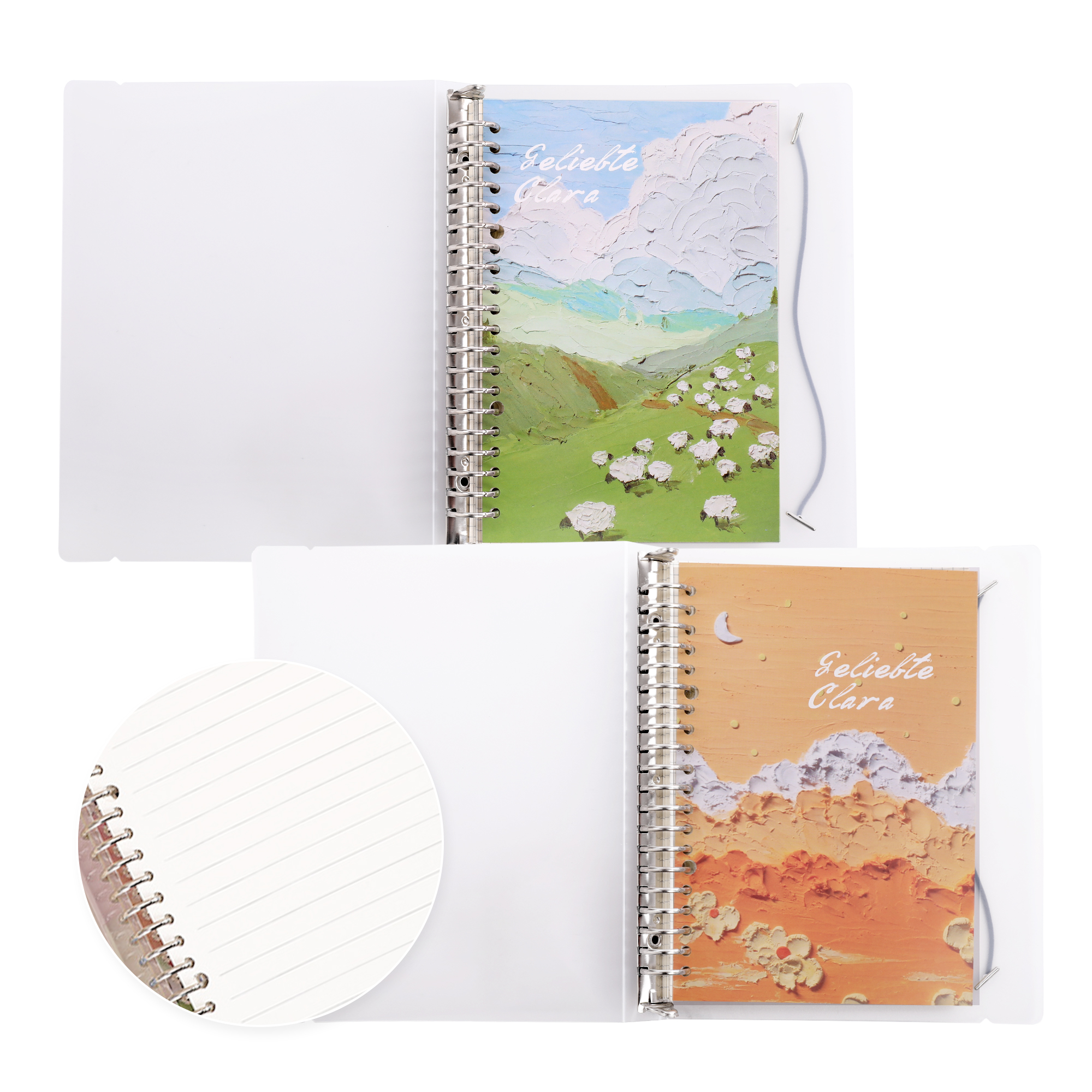 IDOMIK 2 Packs A5 Notebook, Wide Ruled Spiral Notebooks, Hardcover Journal for School Office