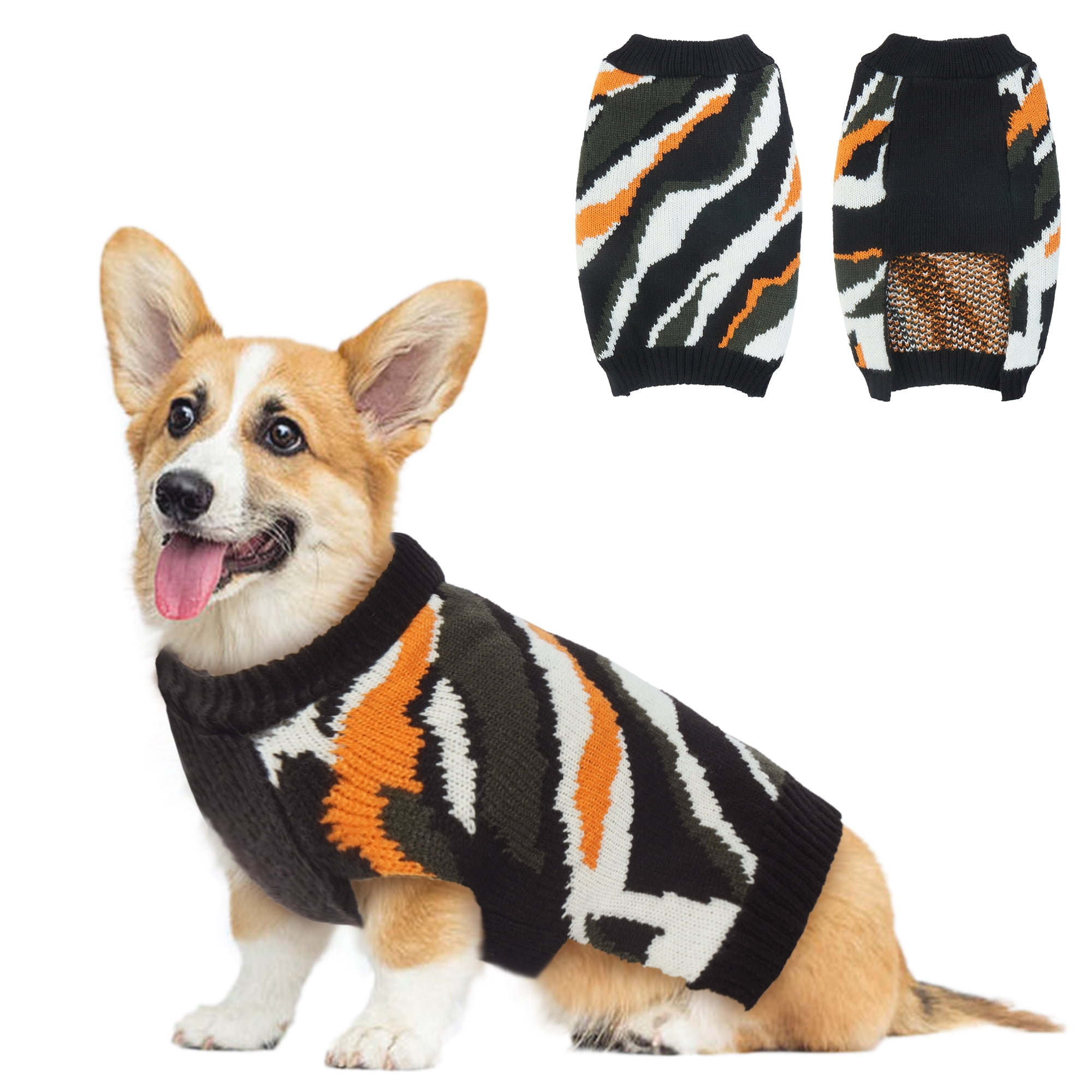 IDOMIK Camouflage Striped Dog Sweaters Warm Halloween Dog Clothes