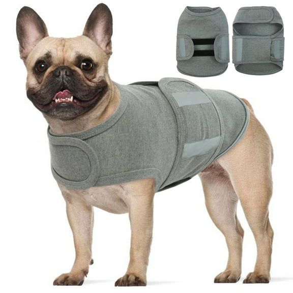 IDOMIK Dog Anxiety Jacket Adjustable Dog Calming Vest for Fireworks Travel Separation Dog Anxiety Relief Shirt for Small Dogs(Gray XS)