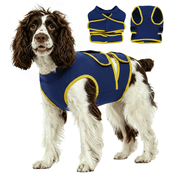 IDOMIK Dog Anxiety Vest, Adjustable Dog Calming Shirt for Fireworks, Travel & Separation Stress, Blue, M