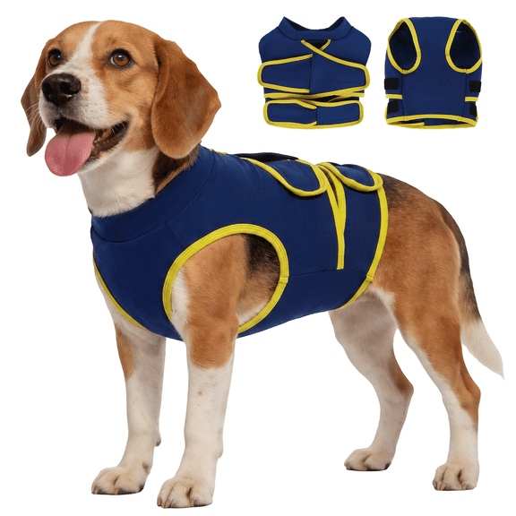 IDOMIK Dog Anxiety Vest, Adjustable Dog Calming Shirt for Fireworks, Travel & Separation Stress, Blue, XS