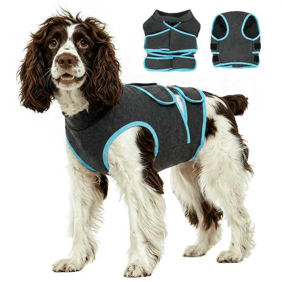 IDOMIK Dog Anxiety Vest, Adjustable Dog Calming Shirt for Fireworks, Travel & Separation Stress, Gray, L