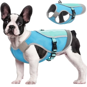 IDOMIK Dog Cooling Vest with D-Ring, Lightweight Pet Cooling Harness Shirt, Breathable and Reflective Cooler Jacket for Large Dogs, Blue