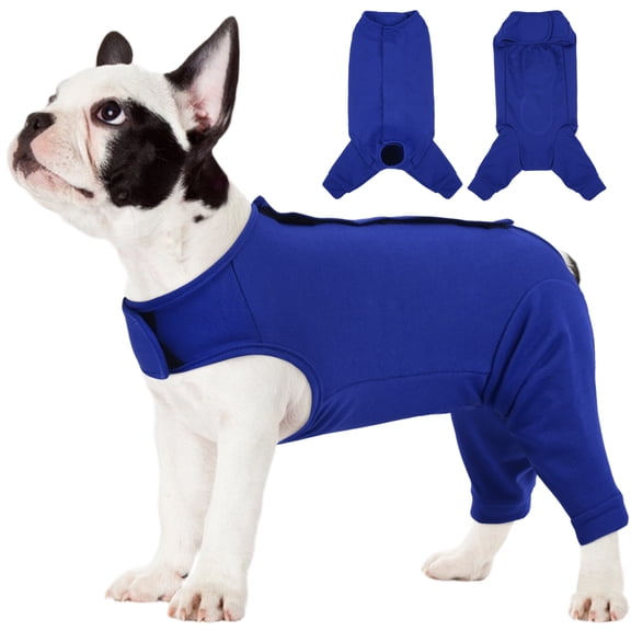 IDOMIK Recovery Suit for Dogs After Surgery, Male & Female Dog Onesie, Neuter & Spay Recovery Suit, Rear Leg Sleeves to Prevent Licking, Blue, XS