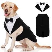 IDOMIK Dog Tuxedo Suit with Bow Tie, Formal Wear for Large Dogs, Black, 2XL